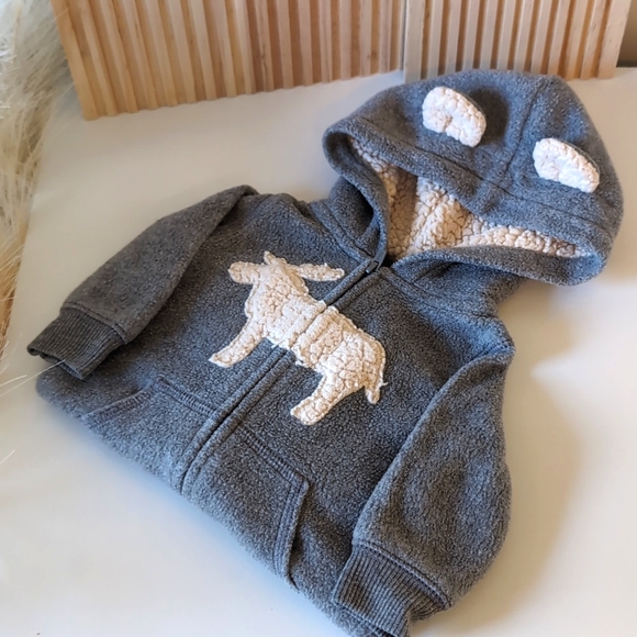 Unisex baby bunting suit for winter. Mouse jumpsuit with hooded ears. - Picture 1 of 5